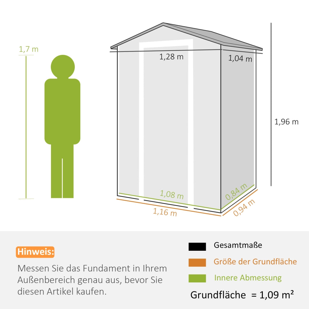 Casetta da Giardino ¨C Minimal ¨C 1.1 m2 in Legno con Finestra Grigia