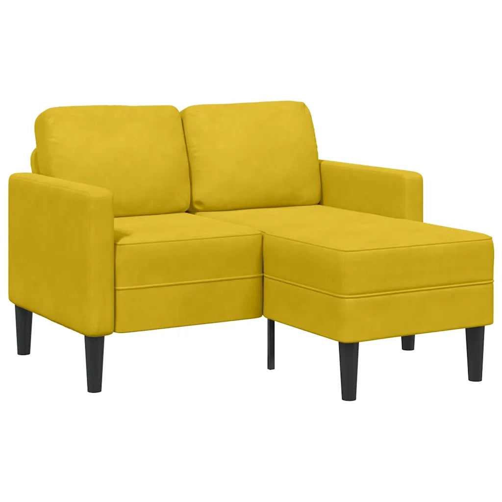 Divano 2 Posti con Chaise longue a L Giallo 125 cm Velluto 4107074