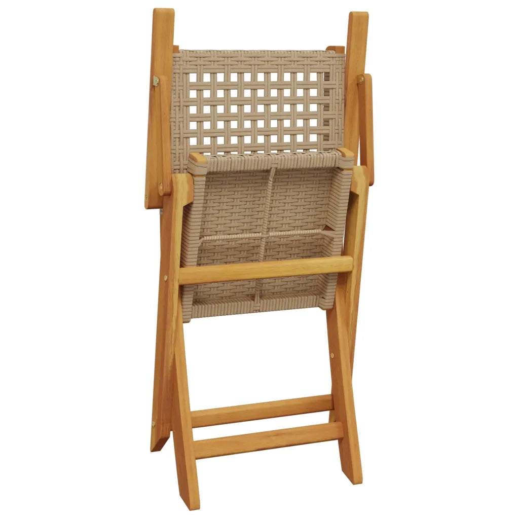 Set Pranzo da Giardino 5 pz Beige Polyrattan e Legno Massello 3281828
