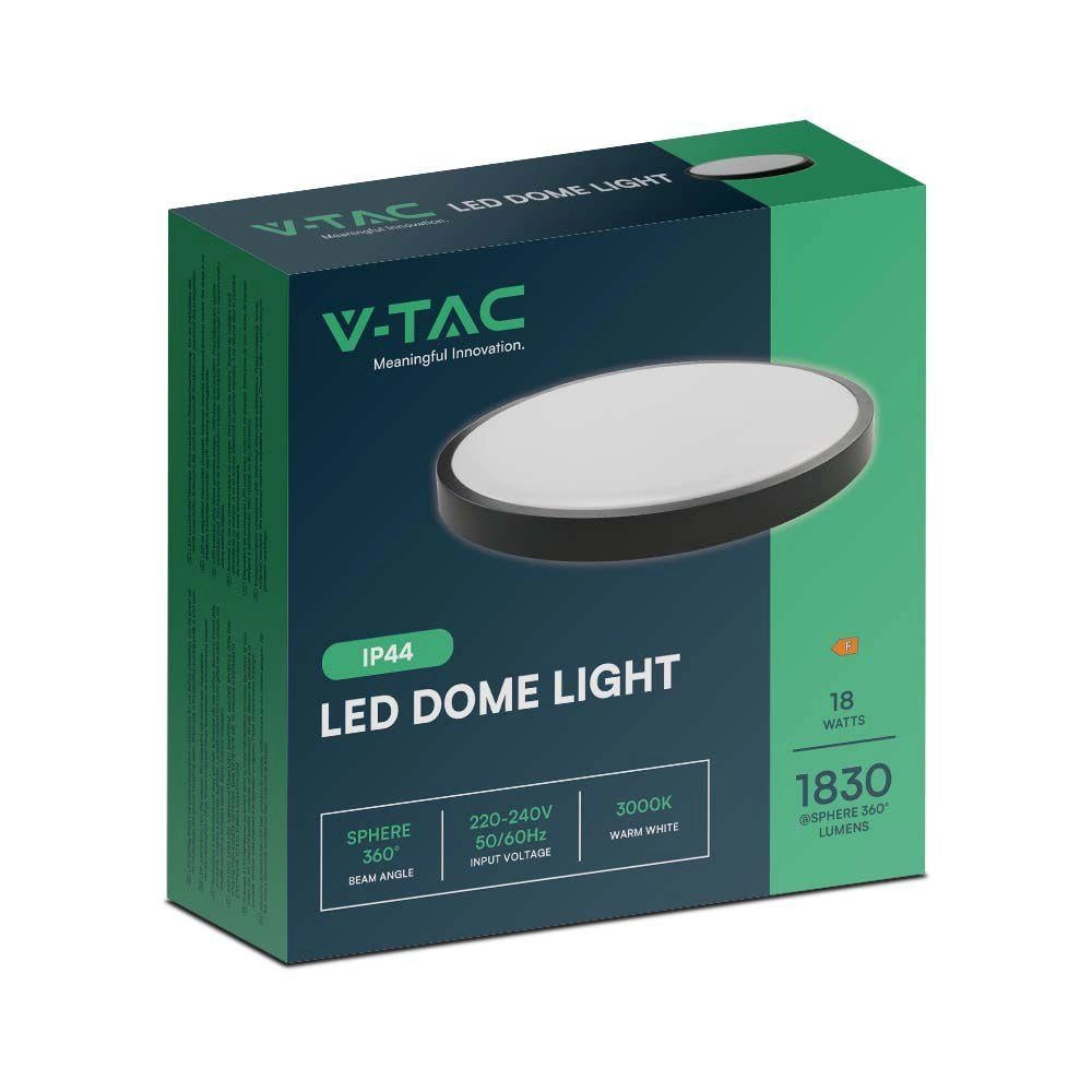 Plafoniera LED V-TAC 18W 25cm da soffitto IP44 nera 6500K