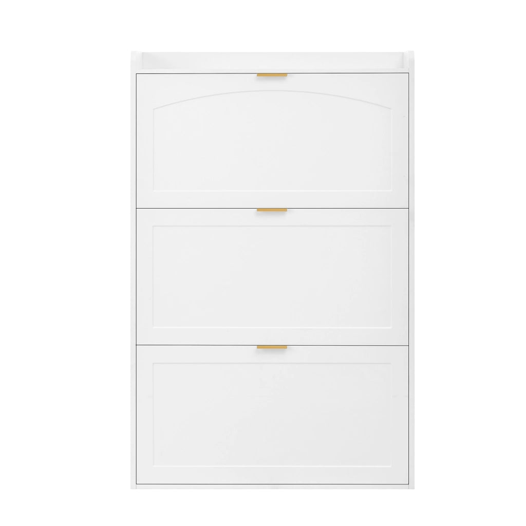 Scarpiere stretto con 3 ante - Zephmum - 76x23x118 cm - Bianco
