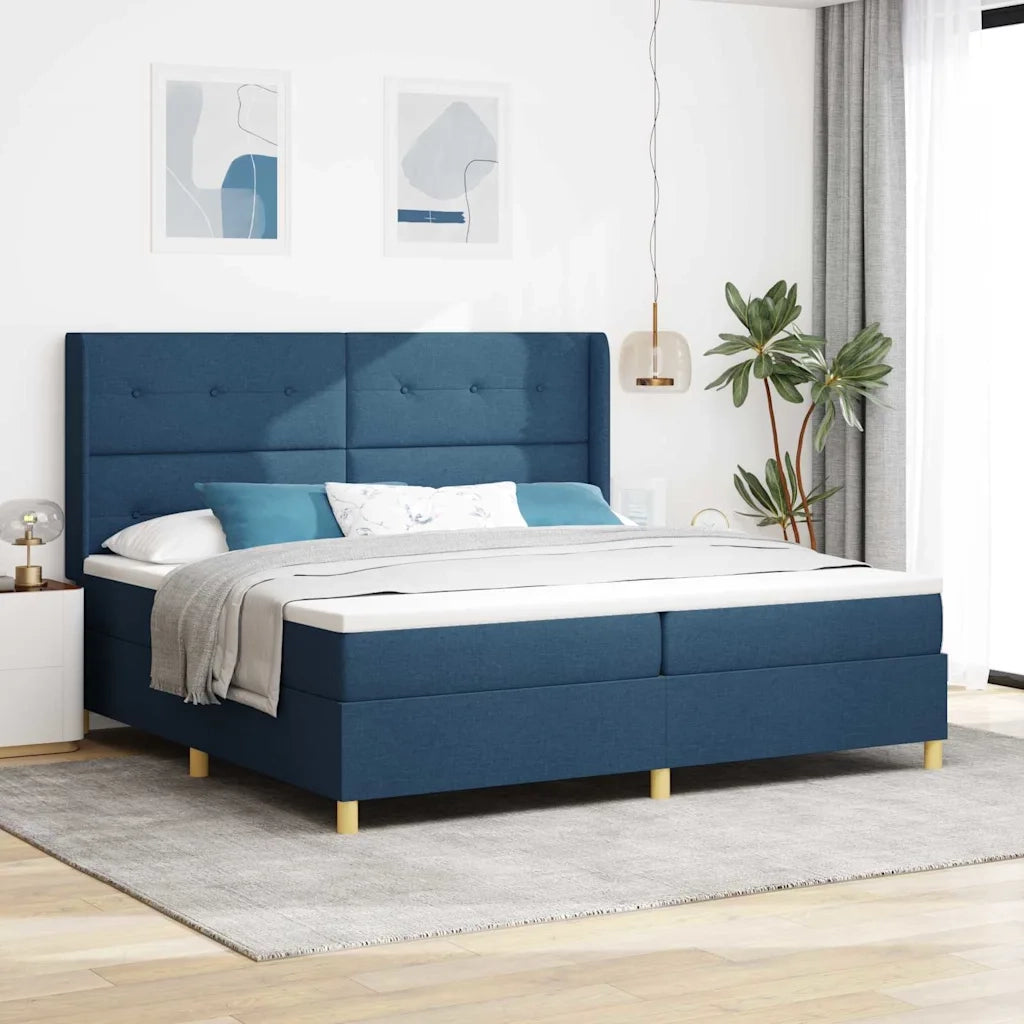Letto a molle con strisce LED Blu 200 x 200 cm Tessuto 3343720