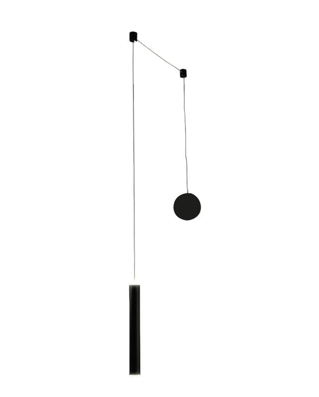 Lampada a sospensione decentrata Prado nero opaco - Fabas Luce - LED 6,5W dimmerabile - Montaggio con decentramento