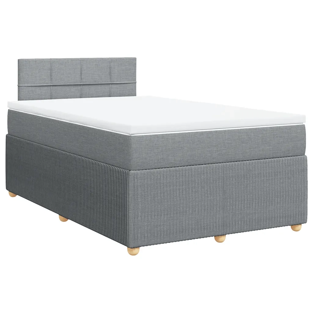 Giroletto a Molle con Materasso Grigio Chiaro 120x190cm Tessuto