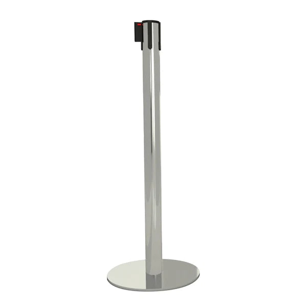 Colonnina Segnapercorso tendinastro base FLAT acciaio cromato - bianco