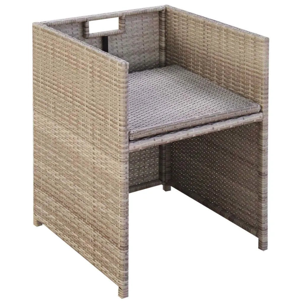 Set da Bistrot 3 pz con Cuscini in Polyrattan Beige 42541