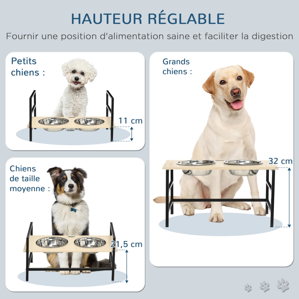 Ciotola per Cane Regolabile in Altezza ¨C zephmum ¨C Acciaio, 2 Pezzi, 11-32 cm