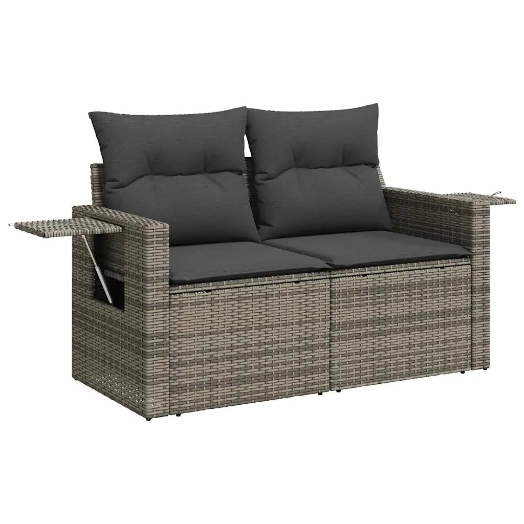 Set Divano da Giardino 11 pcs Grigio Poly Rattan