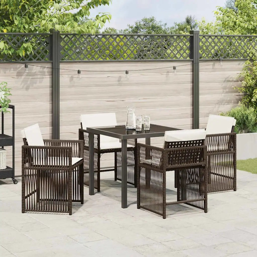 Set da Pranzo per Giardino 5 pcs Marrone polyrattan