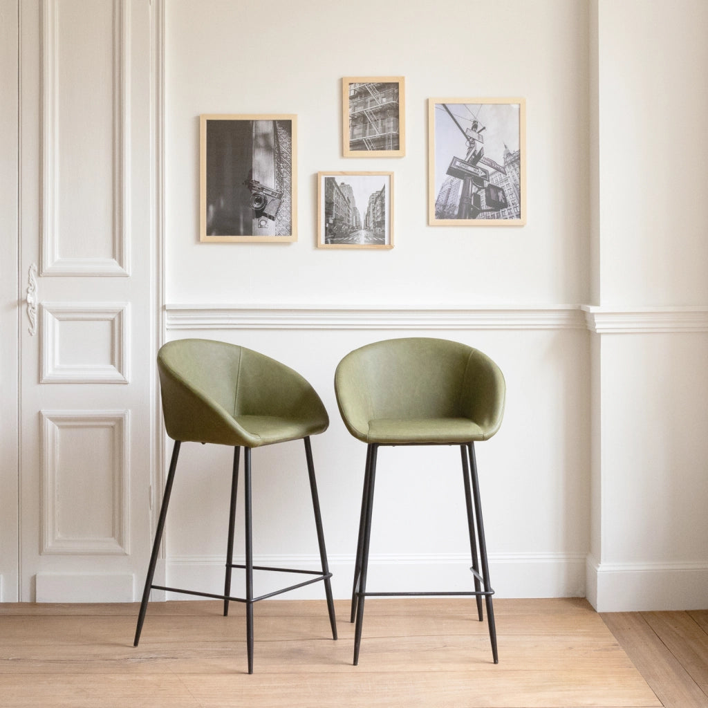 Set di 2 sgabelli da bar ACHILLE in similoro verde