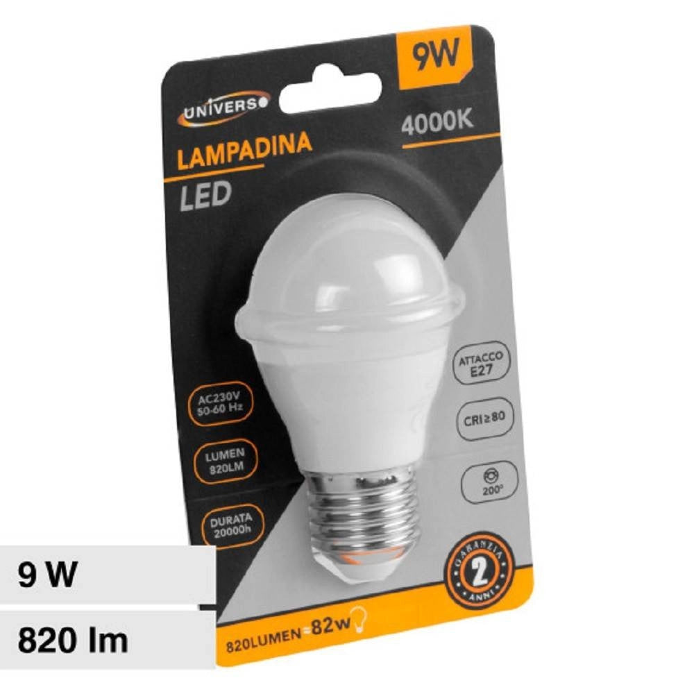Trade Shop - Lampadina Led E27 9 W 820lm Mini Globo G45 Smd Luce Calda Fredda Naturale G45-9w -