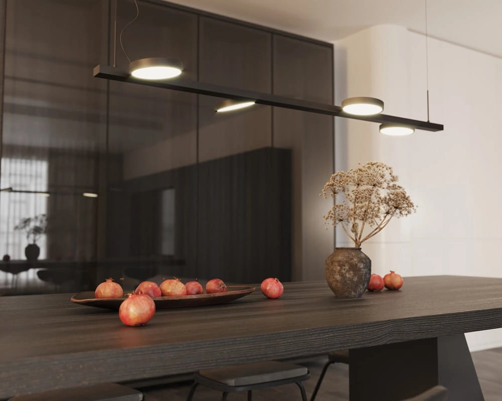 Lampada a sospensione nera 4 anelli LED 32W Maxlight