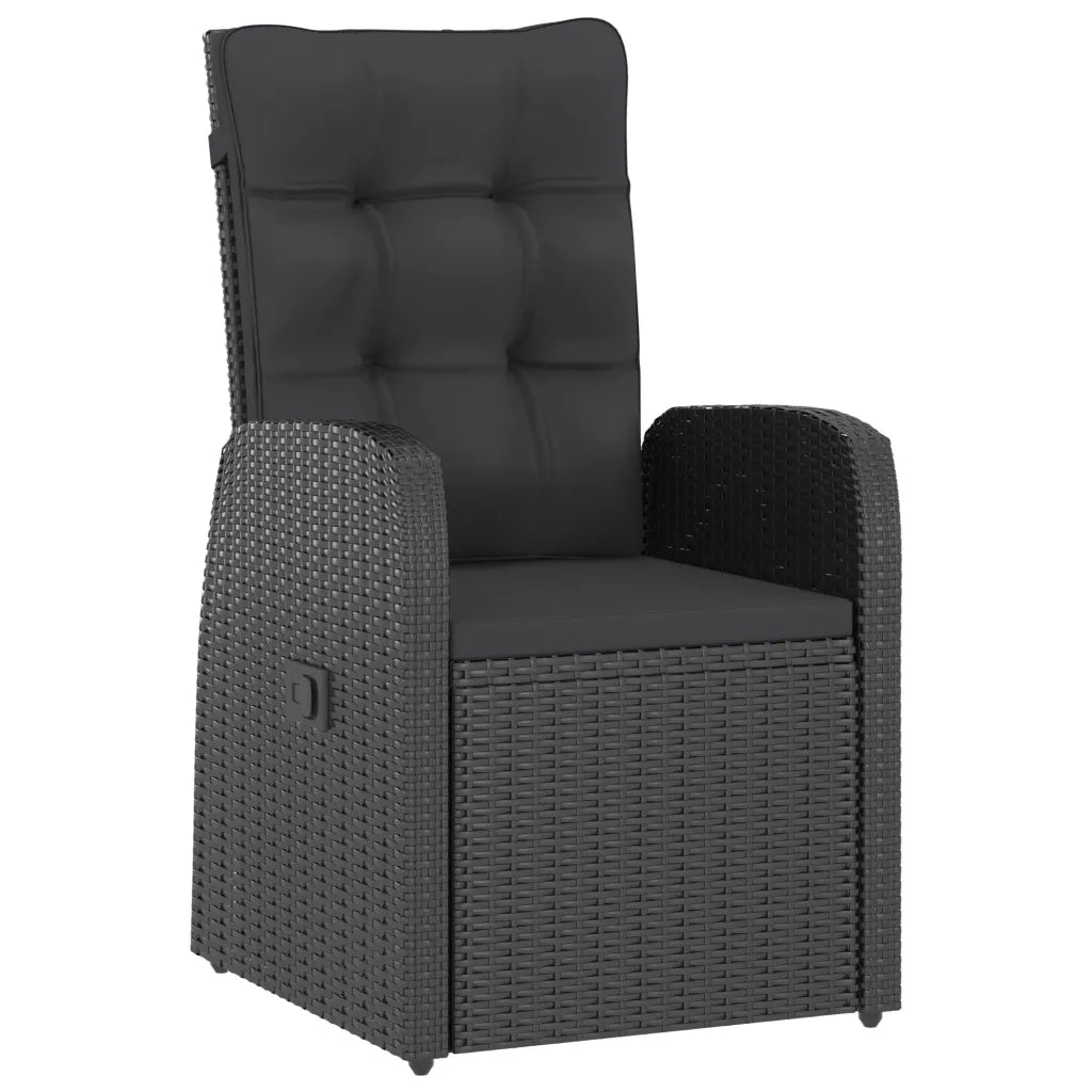 Set da Pranzo da Giardino 11 pz con Cuscini in Polyrattan Nero