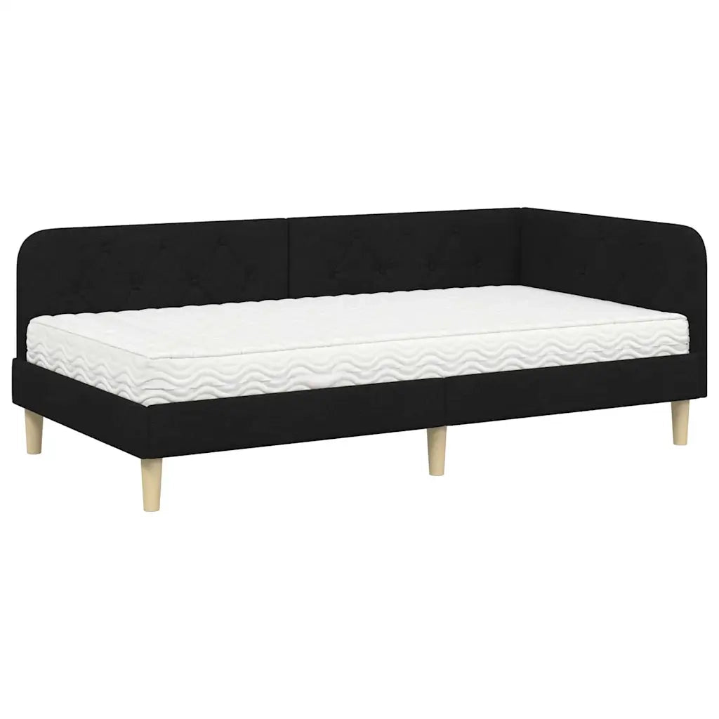 Cornice del letto ad angolo Nero 90 x 190 cm Tessuto