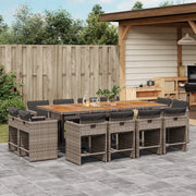 Set da Pranzo da Giardino 13pz con Cuscini Grigio in Polyrattan 3277993