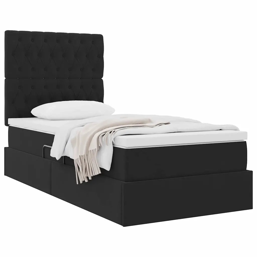 Letto con contenitore e materasso Nero 90 x 190 cm Velluto