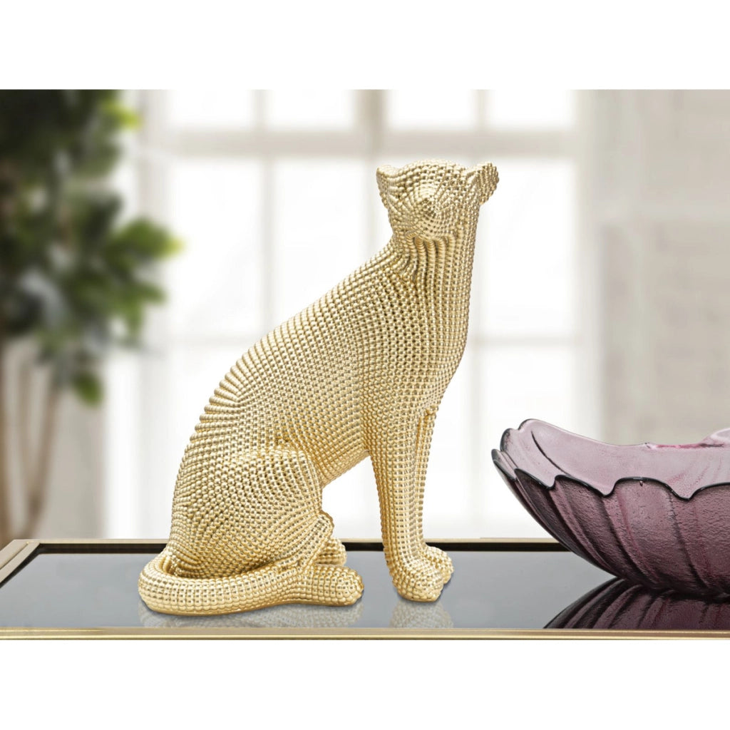 Scultura Pantera, Oro, Poliresina, 23x15,5x29 cm