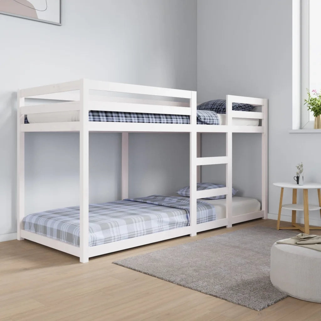 Letto singolo | Letto per adulti | Letto a Castello Bianco 80x200 cm in Legno Massello di Pino