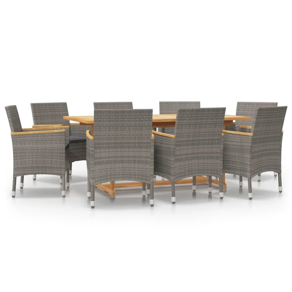 Set da Pranzo per Giardino 9 pz con Cuscini Grigio 3103587