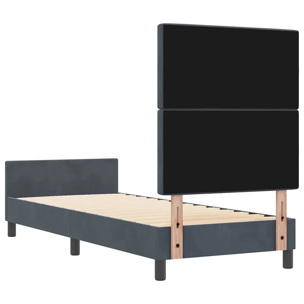 Letto a molle con testiera Grigio scuro 80 x 200 cm Velluto 3344838
