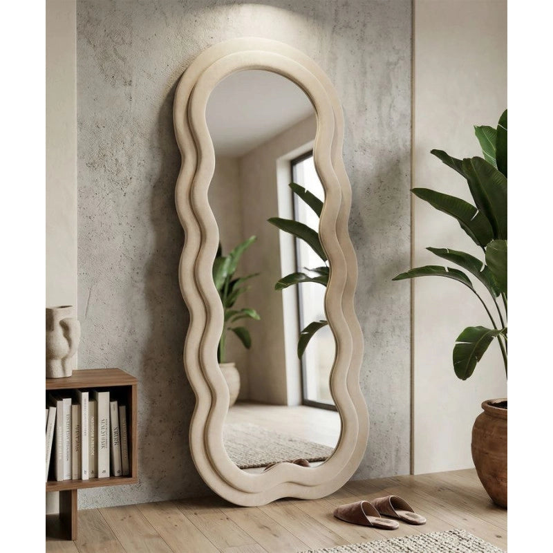 Specchio Da Muro Miki Velluto Crema cm 60x4x160