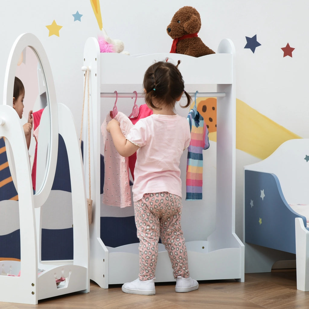 Armadio per Bambini con Ripiani e Appendiabiti ¨C Minimal ¨C 70.5x37x103cm, Bianco
