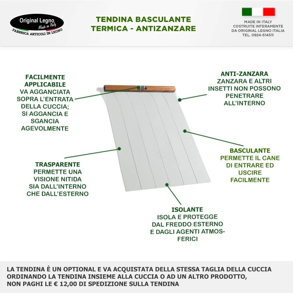 CUCCIA IN LEGNO DA ESTERNO MISURA ALANO MOD OASI CON DUE INGRESSI SENZA SEPARÈ CON 2 "TENDINE OMAGGIO" L.119 x P.90 x H.87