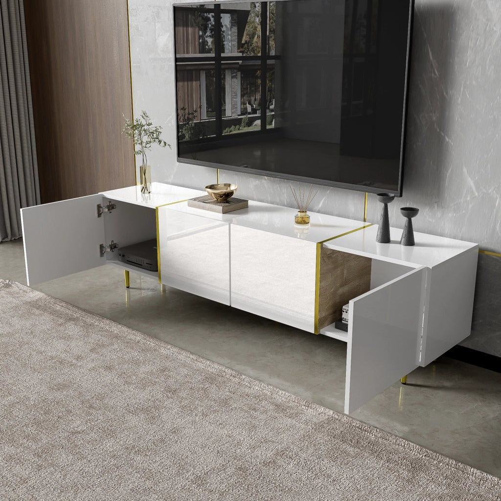 Cassettiera per TV bianca in MDF lunghezza 170 cm