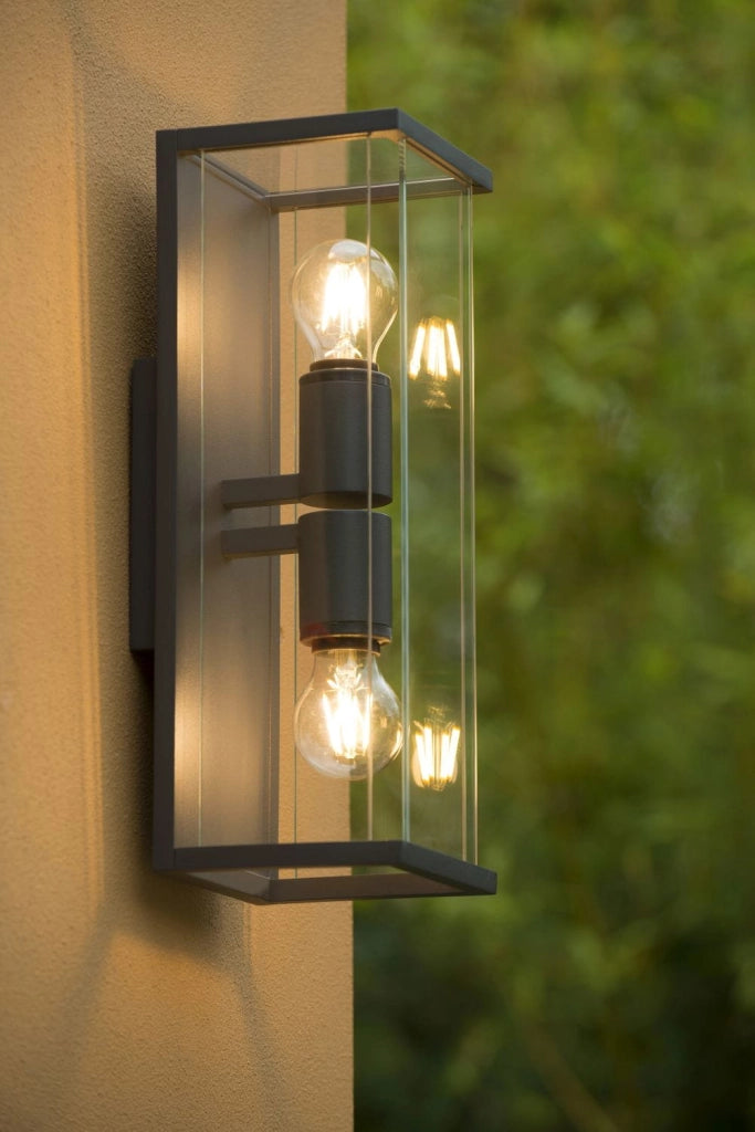 Applique esterna Lucide Claire-LED E27 IP54 nera 2 luci