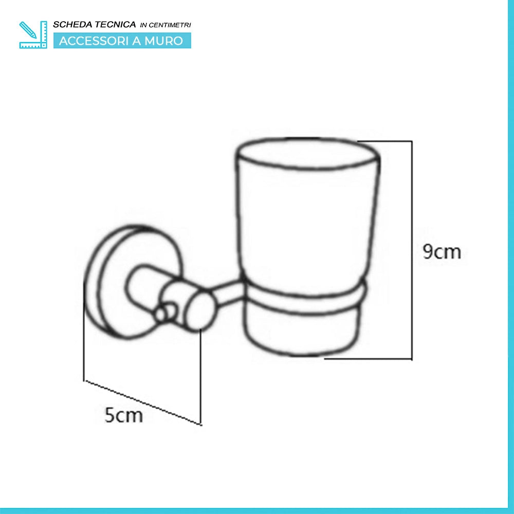 Set accessori a muro 6 pezzi in metallo cromato e ABS viti incluse  Sprint