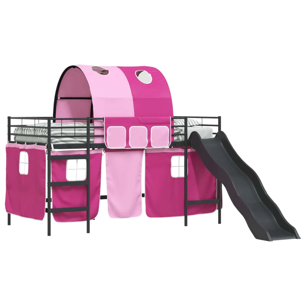 Struttura del letto loft per bambini Nero e rosa 107 x 200 cm