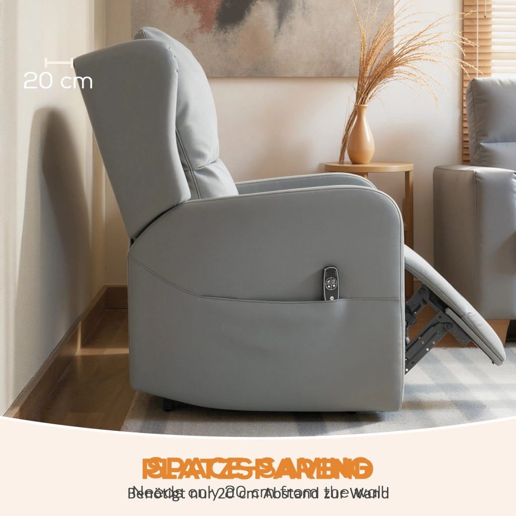 Poltrona Massaggiante Elettrica Reclinabile ¨C Minimal ¨C Grigia Similpelle