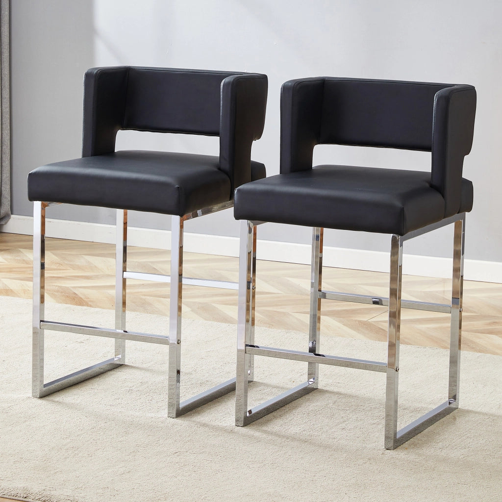 2 Sedie da bar stile nordico - Zephmum- Gambe metallo argento quadrato comodo