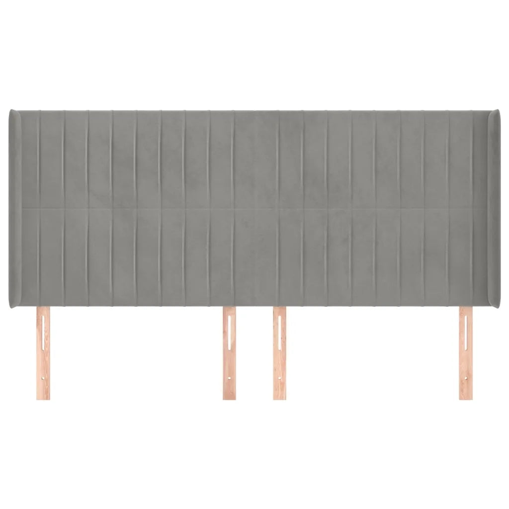 Testiera | Testata ad Orecchio Grigio Chiaro 163x16x118/128 cm in Velluto