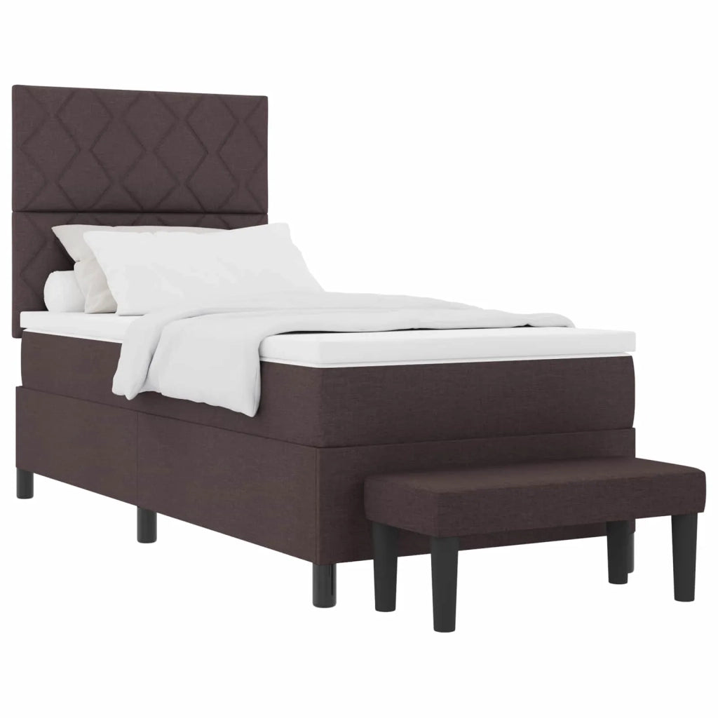 Letto a molle con testiera Marrone Scuro 100 x 200 cm Tessuto 3344124