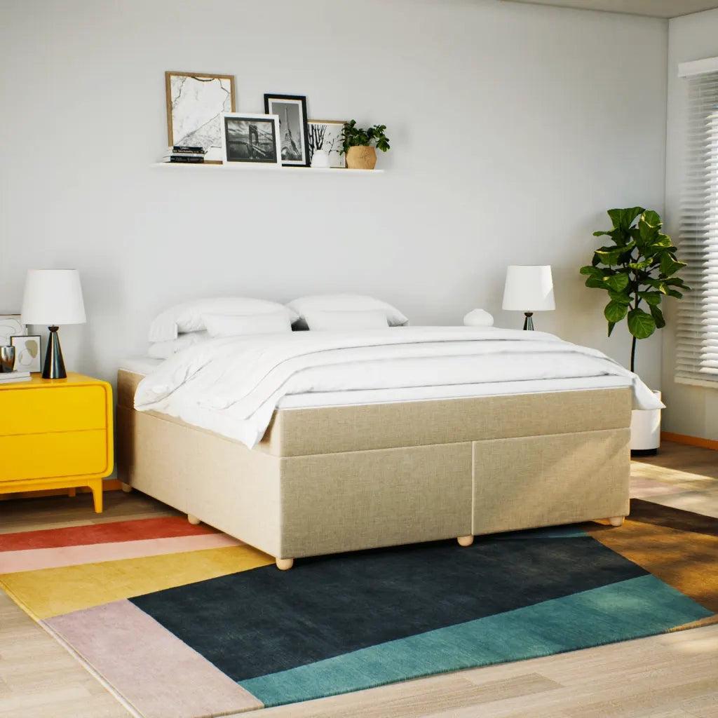 Giroletto a Molle con Materasso Crema 180x200 cm in Tessuto 3285399