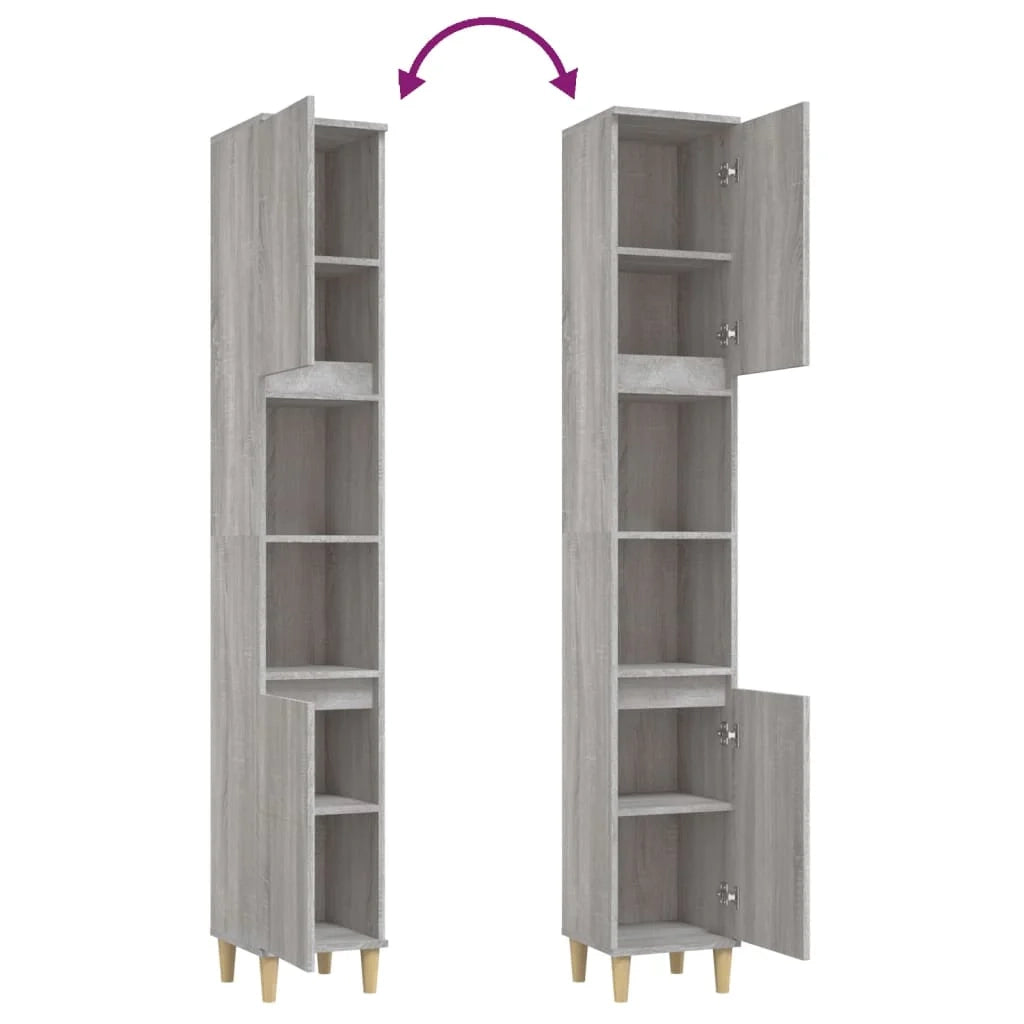 Mobile bagno 30 x 30 x 190 cm in legno ingegnerizzato grigio 02_0006539