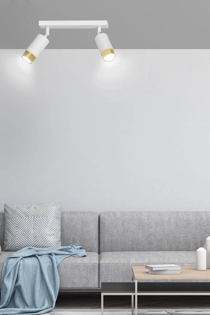 Plafoniera Emibig HIRO 2 luci GU10 bianco oro orientabile
