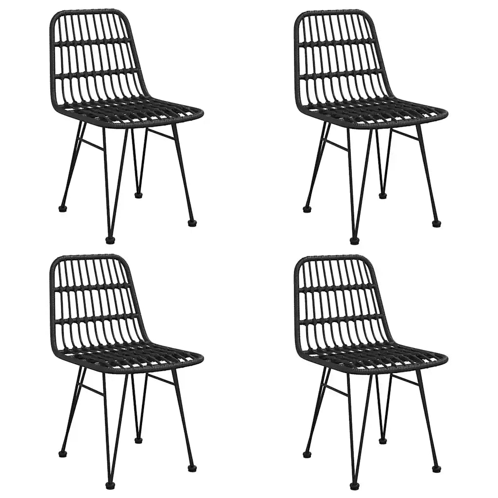 Set da Pranzo da Giardino 5 pz Nero in Polyrattan 3157896