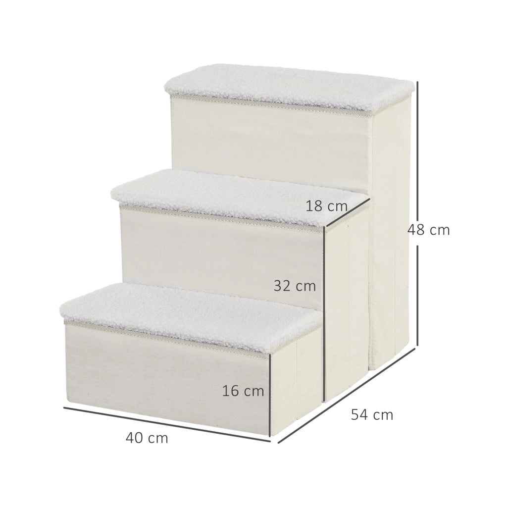 Scala per Animali Domestici 3 Gradini ¨C Minimal ¨C Bianco 48 cm