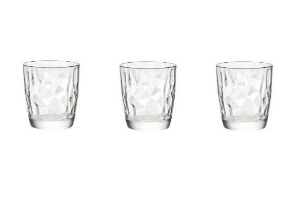 Set 3 Bicchieri Bicchierini caffè liquore in vetro diamond 8,5 cl bormioli