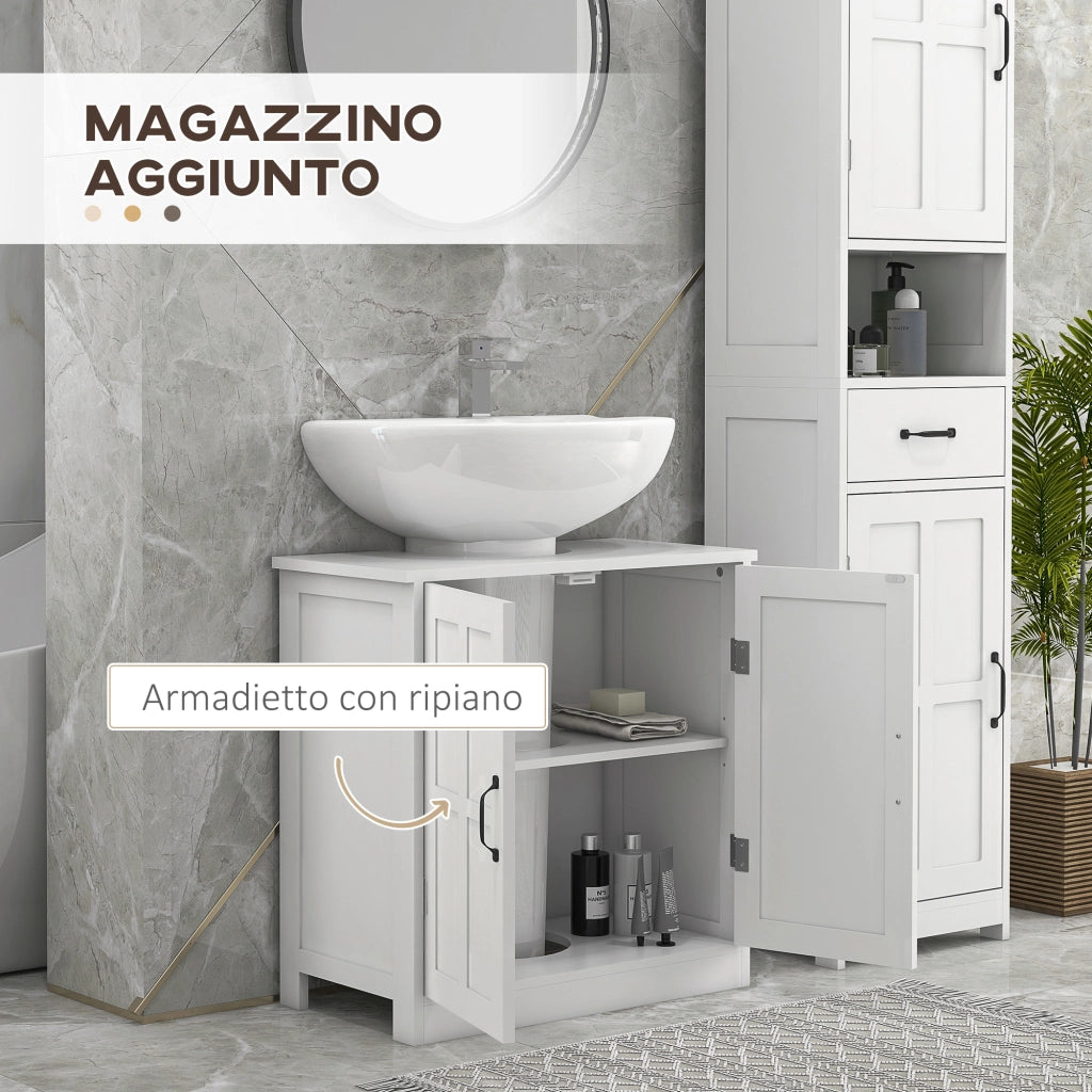 Mobile Sottolavabo con 2 Ante e Scaffale Regolabile ¨C Minimal ¨C Bianco