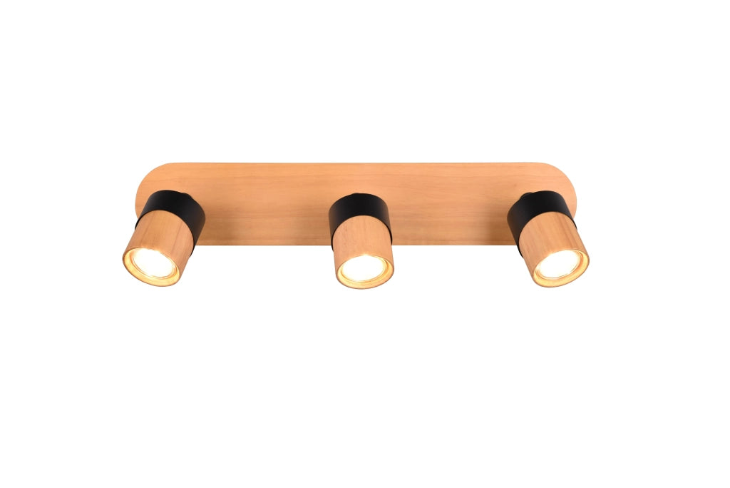 Barra 3 spots Aruni nero e legno