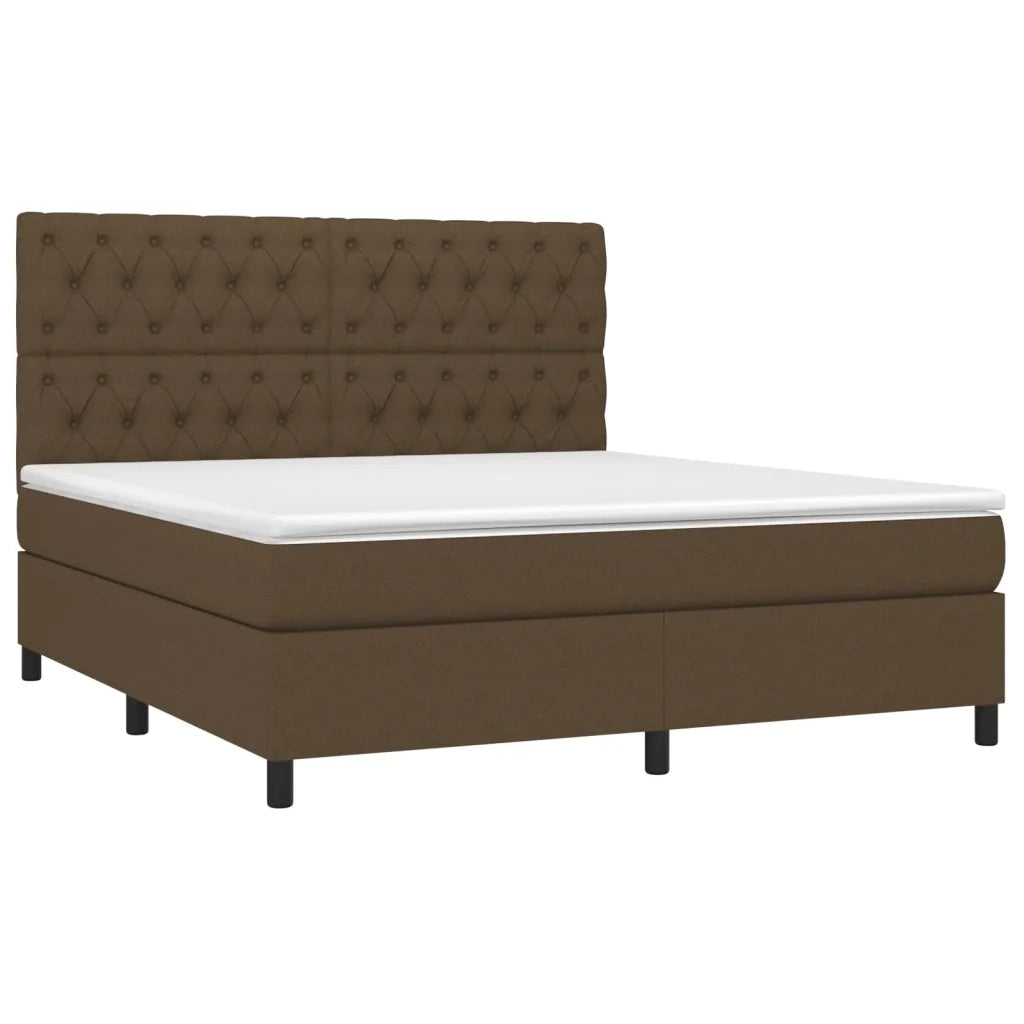Letto a Molle Materasso e LED Marrone Scuro 160x200 cm Tessuto