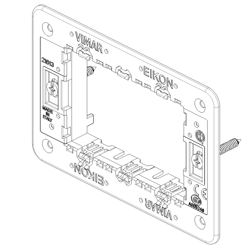 Vimar serie eikon supporto con viti plurimodulo installazione sicura e stabile *** numero posti 3 moduli, confezione 1