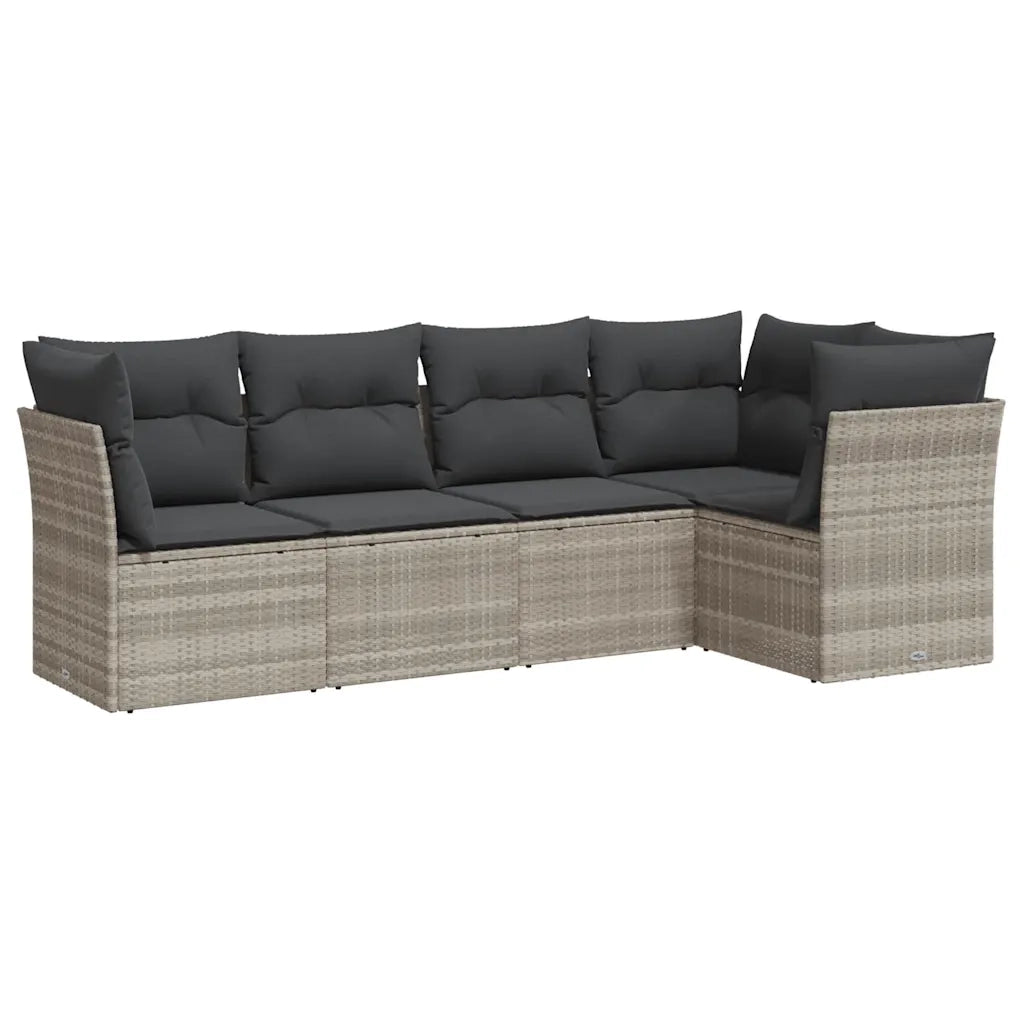 Set Divano da Giardino 5pz con Cuscini Grigio Chiaro Polyrattan 3249441
