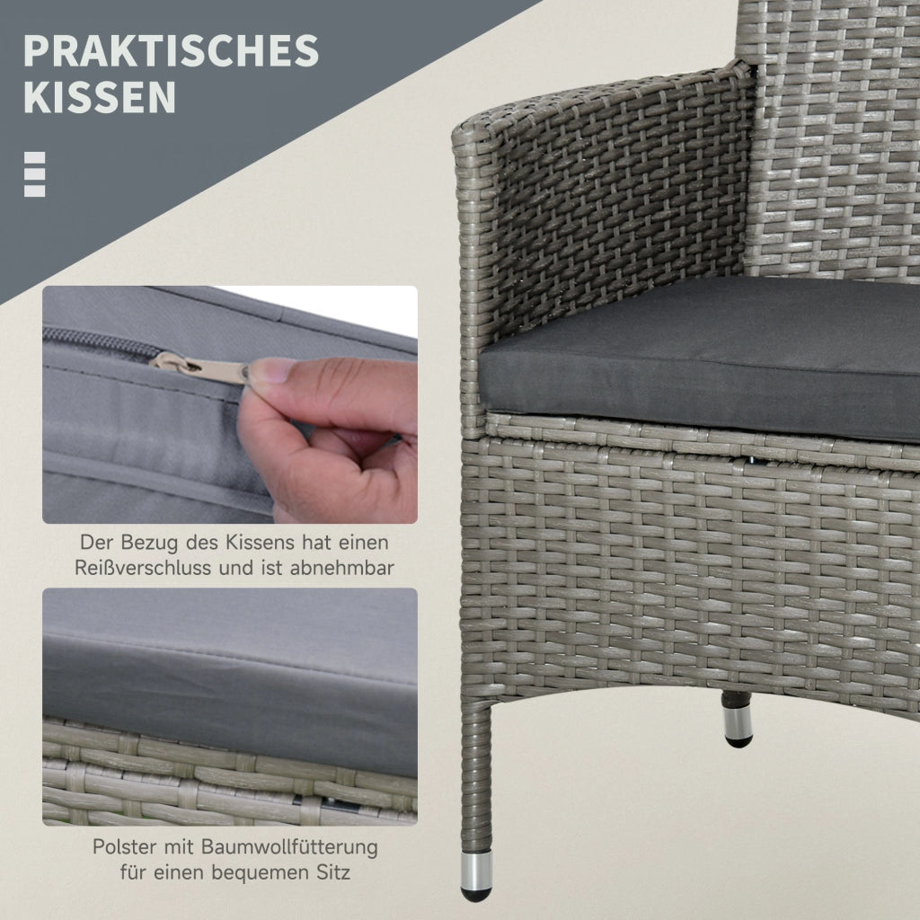 Set Divano da Giardino in Polyrattan ¨C Minimal ¨C Grigio