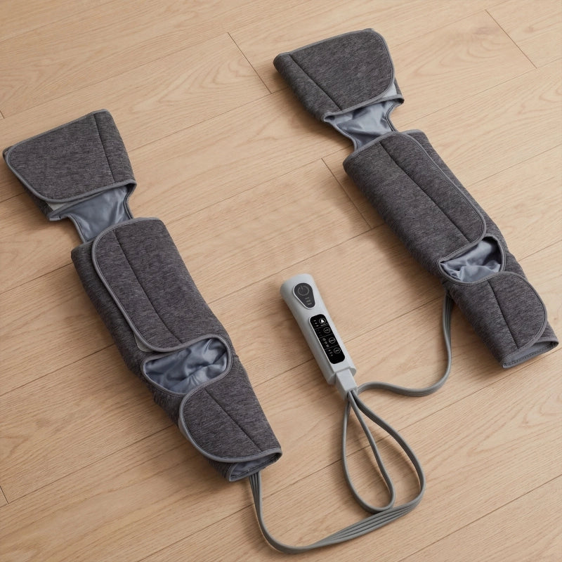 Massaggiatore per gambe con funzione riscaldante e di compressione, 3 modalit¨¤ automatiche e 3 livelli di intensit¨¤, massaggiatore per piedi e