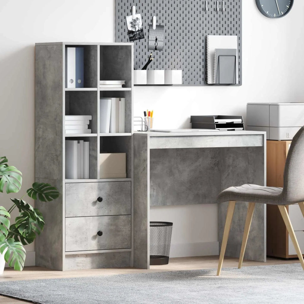 Scrivania con cassetto con lo scaffale 2 pcs Grigio cemento 3337364