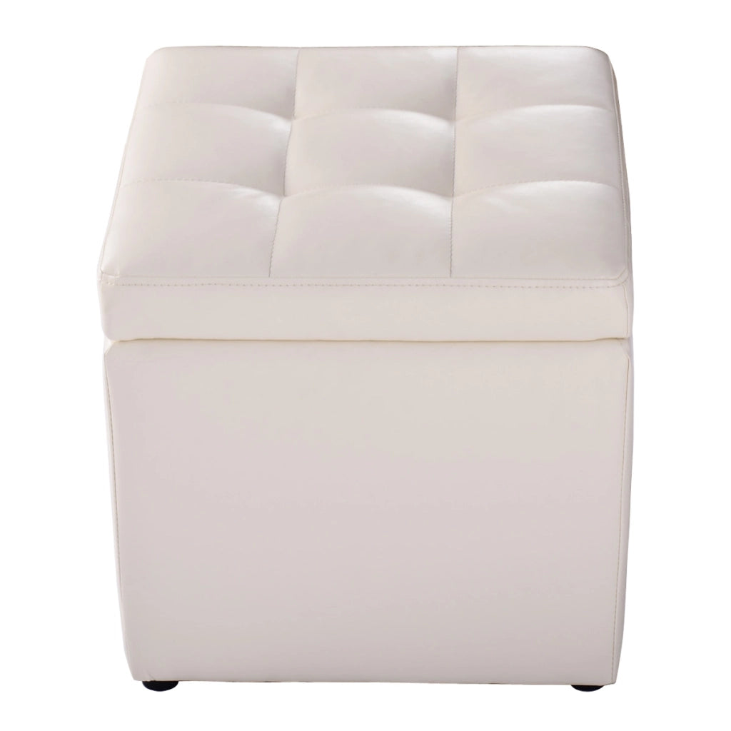 Ottomana con coperchio ermetico-Organizer a forma di cubo con cerniere di sicurezza Beige